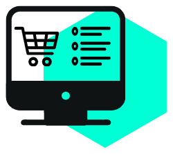 Online Store a computer screen icon with a green background